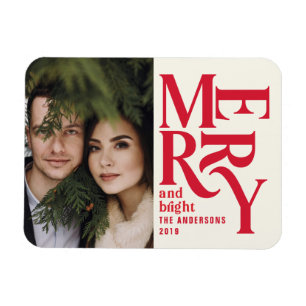 Colorful red  merry chritsmas aankondiging magneet