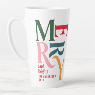 Colorful red  merry chritsmas gift latte mok