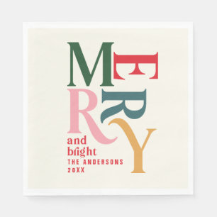 Colorful red  merry chritsmas party servet