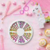 Colorful Red Paars Happy Nieuwjaar Bord (Feest)