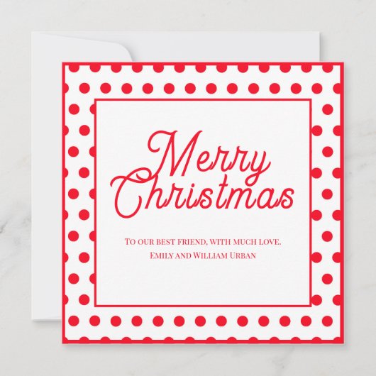 Colorful Red Polka Dots Merry Christmas Card (Voorkant)
