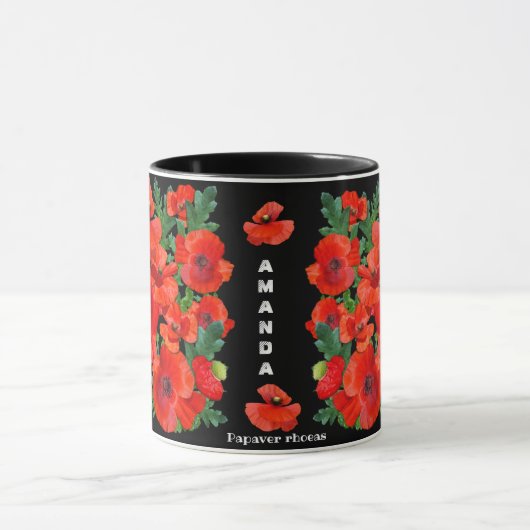 Colorful Red Poppies Personalized Mug Mok (Midden)