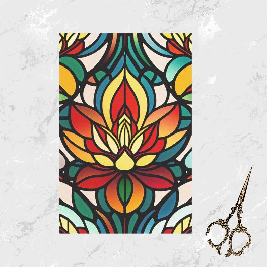 Colorful Red Water Lily Stained Glass Tissuepapier