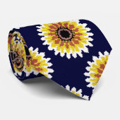 Colorful Red Yellow White Sunflower Embroider Kijk Stropdas (Opgerold)