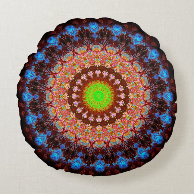 Colorful Repetitive Mandala Art Rond Kussen (Voorkant)