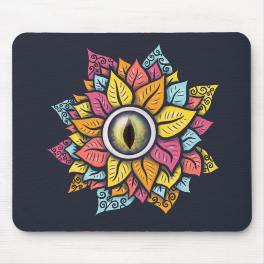 Colorful Reptile Eye Flower Weird Surreal Art Muismat (Voorkant)