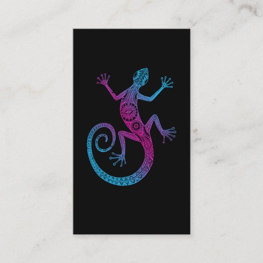 Colorful Reptile Tribal Gecko Lizard Lover Visitekaartje (Voorkant)