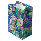 Colorful Reto Flowers Collage Medium Cadeauzakje (Voorkant Gekanteld)