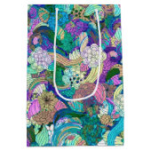 Colorful Reto Flowers Collage Medium Cadeauzakje (Achterkant)