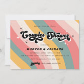 Colorful Retro 70s Couples Shower Kaart (Voorkant)