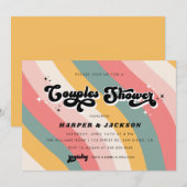 Colorful Retro 70s Couples Shower Kaart (Voorkant / Achterkant)