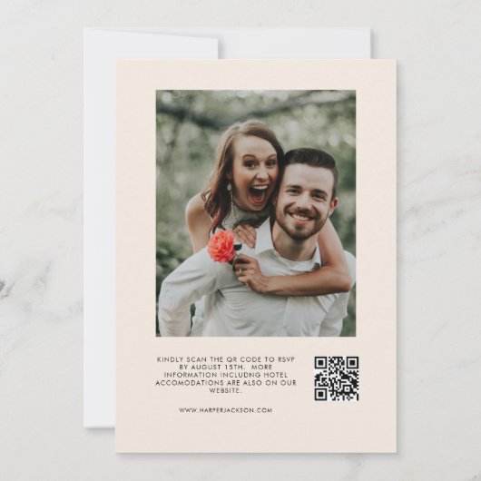 Colorful Retro 70s QR Code Wedding Kaart (Achterkant)