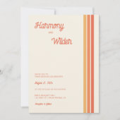 Colorful Retro 70s Wedding Invitation with Stripes Kaart (Voorkant)