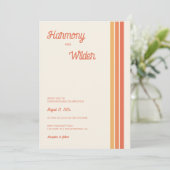 Colorful Retro 70s Wedding Invitation with Stripes Kaart (Staand voorkant)