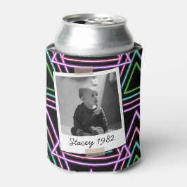 Colorful Retro 80's Neon Geometric 40th Birthday Blikjeskoeler