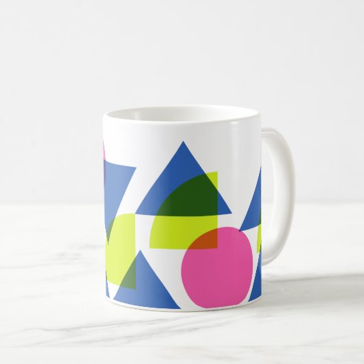 Colorful Retro 90s Neon Geometric Shapes Koffiemok (Voorkant rechts)