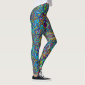 Colorful Retro Abstracte Swirls Leggings (Rechts)