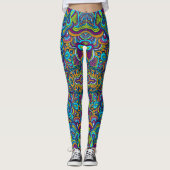 Colorful Retro Abstracte Swirls Leggings (Voorkant)