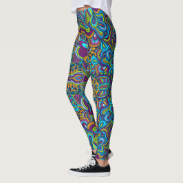 Colorful Retro Abstracte Swirls Leggings