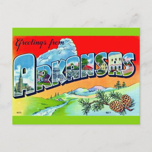 Colorful Retro Arkansas Postcard  Briefkaart (Voorkant)