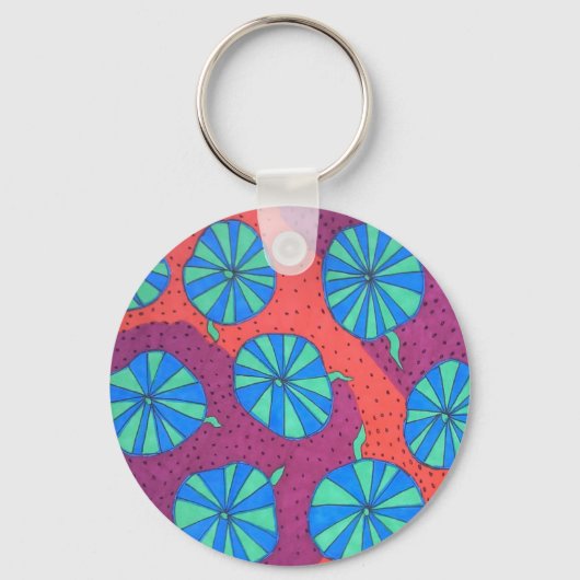 Colorful Retro Art Print Sleutelhanger (Voorkant)