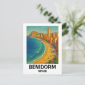 Colorful Retro Benidorm Spain Costa Blanca Travel Briefkaart (Staand voorkant)