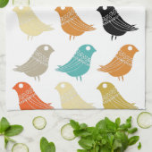 Colorful Retro Birds Mid Century Modern Hand Towel Theedoek (Gevouwen)