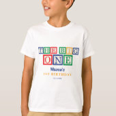 Colorful Retro Block Design First Birthday T-shirt (Voorkant)