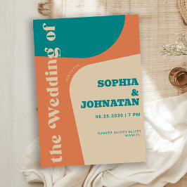 Colorful retro bold typography wedding kaart