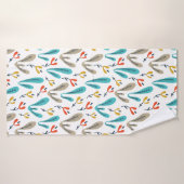 Colorful Retro Botanical Leaf Patroon Badhanddoek (Badhanddoek)