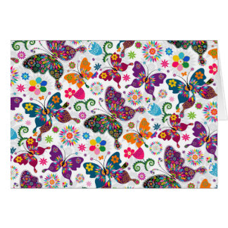Colorful Retro Butterfly's and Flowers Pattern