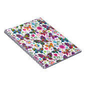 Colorful Retro Butterfly's and Flowers Pattern Notitieboek (Rechterzijde)
