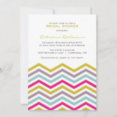Colorful Retro Chevron Bridal Shower Invitation Kaart (Voorkant)
