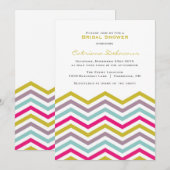 Colorful Retro Chevron Bridal Shower Invitation Kaart (Voorkant / Achterkant)