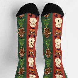 Colorful Retro Christmas Crew Socks Sokken
