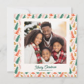 Colorful Retro Christmas Tree Photo Card Feestdagenkaart (Voorkant)