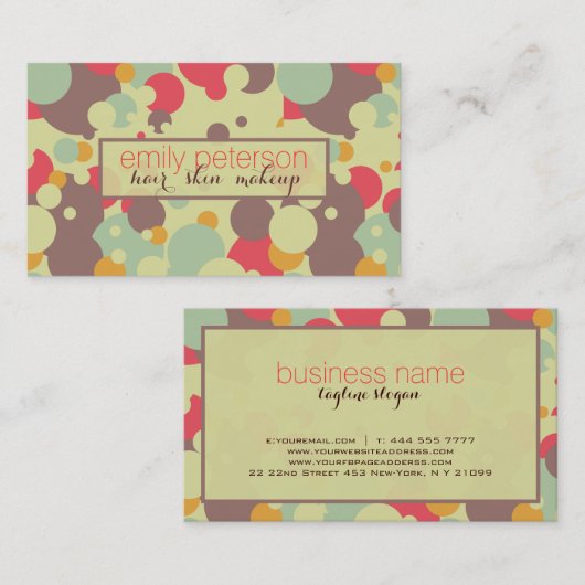 Colorful Retro Circles Patroon Visitekaartje (Voorkant / Achterkant)