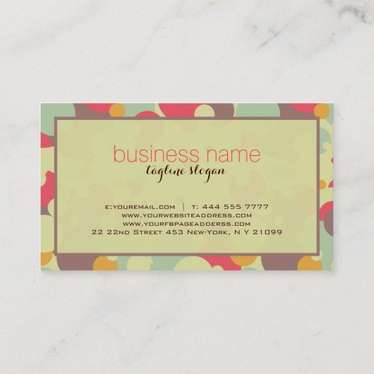 Colorful Retro Circles Patroon Visitekaartje (Achterkant)