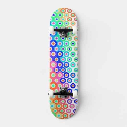 Colorful Retro Circles Skateboard (Voorkant)