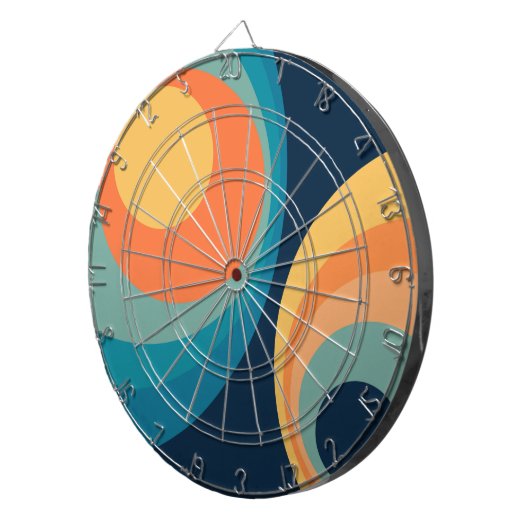 Colorful retro cirkels design dartbord (Voorkant Rechts)