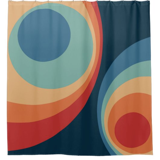 Colorful retro cirkels design douchegordijn (Voorkant)
