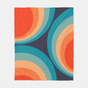 Colorful retro cirkels design fleece deken