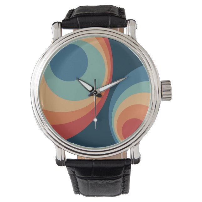 Colorful retro cirkels design horloge (Voorkant)