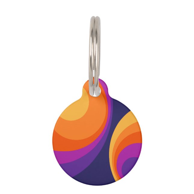 Colorful retro cirkels design huisdierpenning (Voorkant)