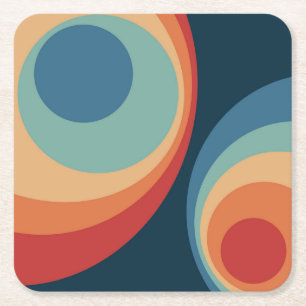 Colorful retro cirkels design kartonnen onderzetters