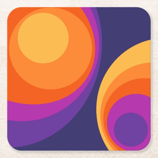 Colorful retro cirkels design kartonnen onderzetters (Voorkant)