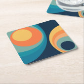 Colorful retro cirkels design kartonnen onderzetters (Schuin)