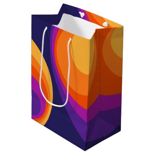 Colorful retro cirkels design medium cadeauzakje (Voorkant Gekanteld)