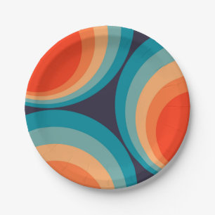 Colorful retro cirkels design papieren bordje