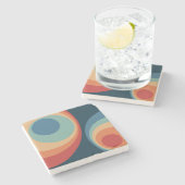 Colorful retro cirkels design stenen onderzetter (Zijkant)
